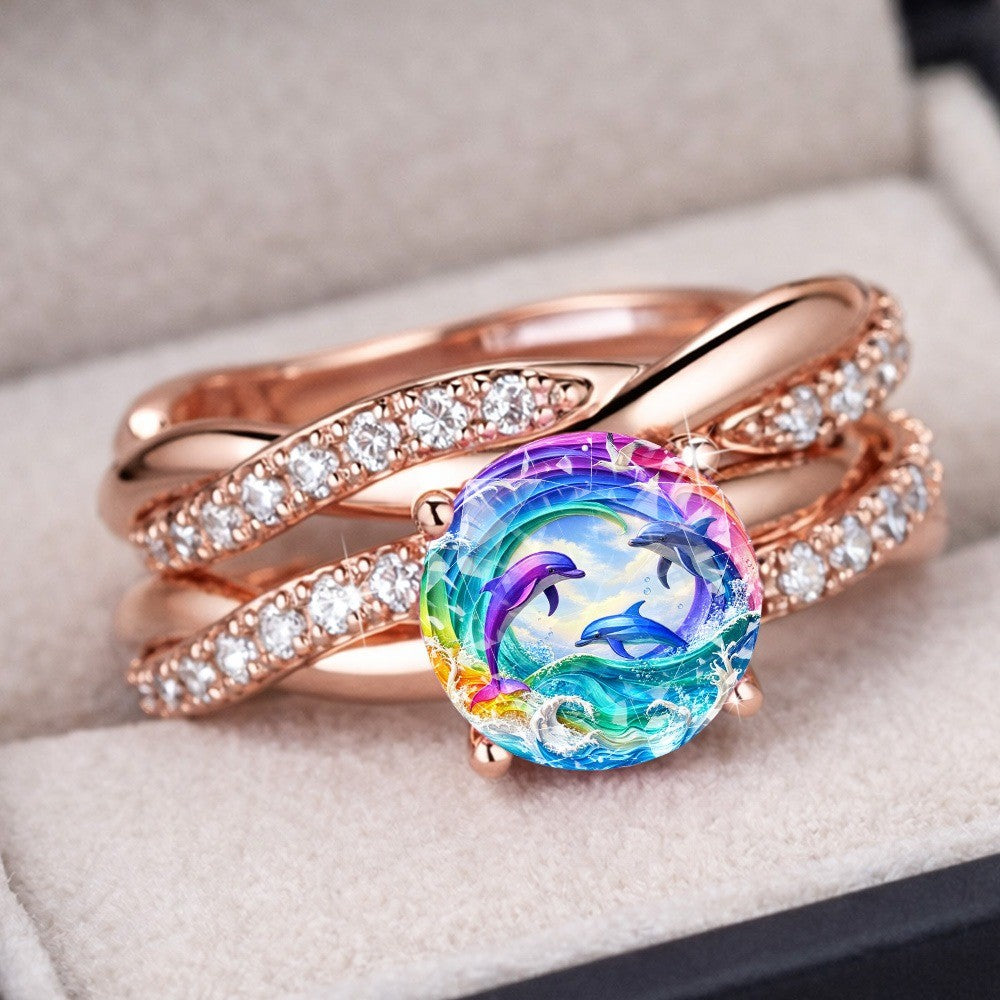 Rainbow Dolphin Ring