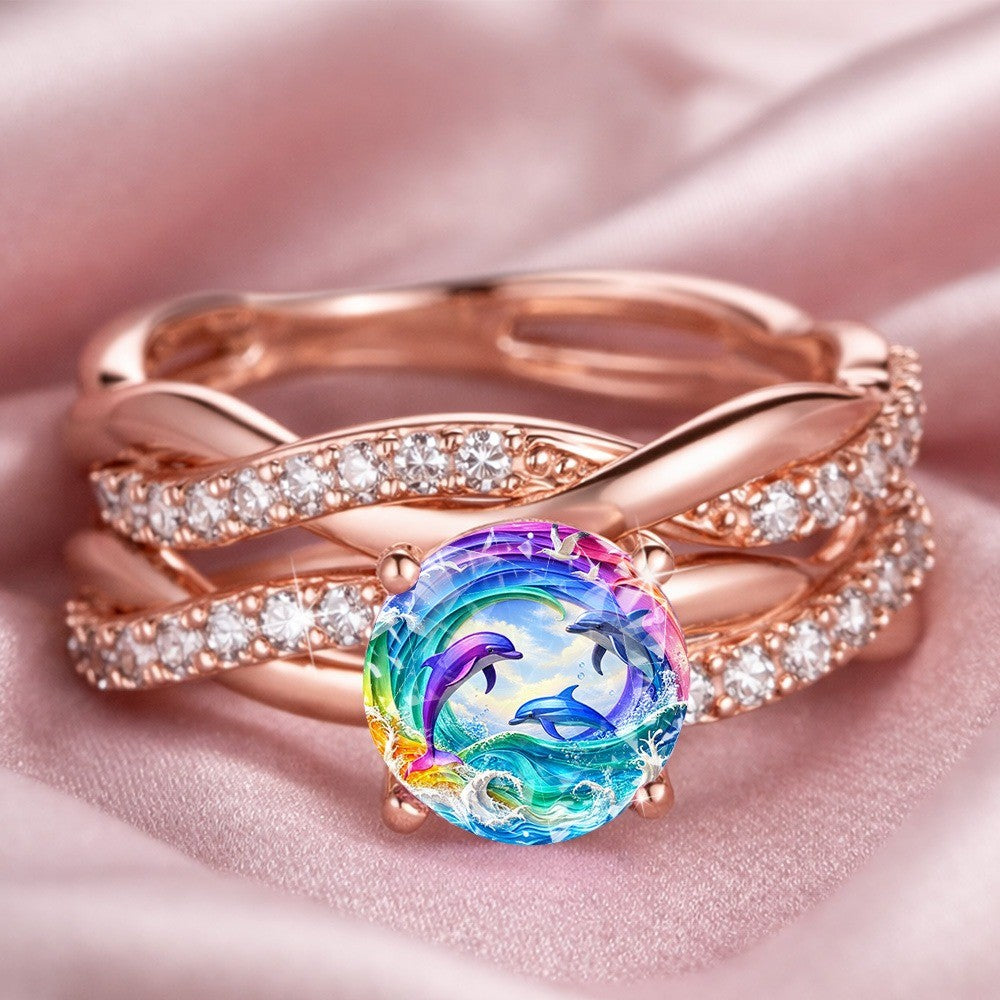 Rainbow Dolphin Ring