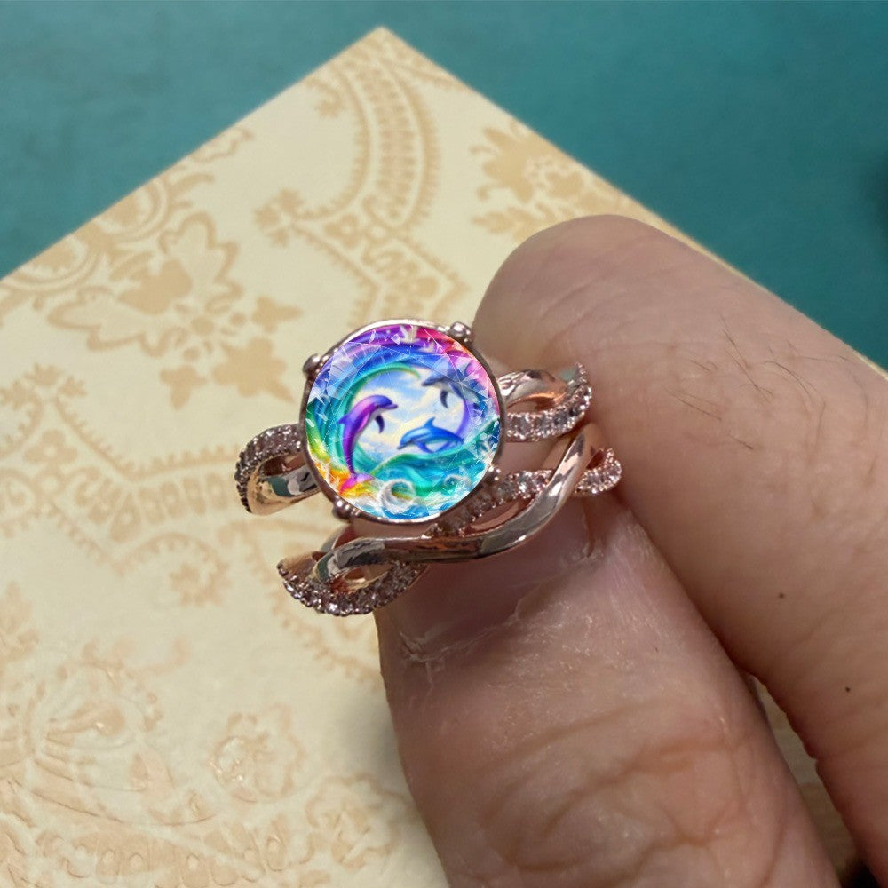 Rainbow Dolphin Ring