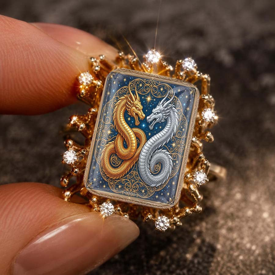 Starry Night Dragon Square Ring