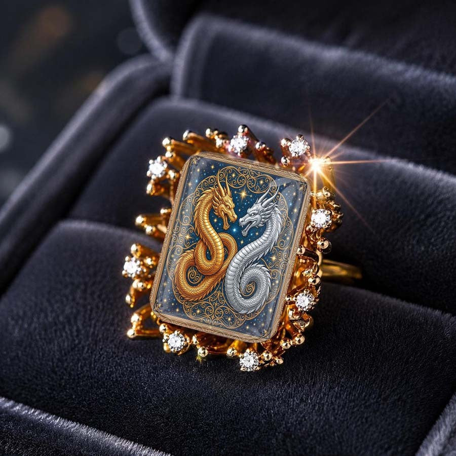 Starry Night Dragon Square Ring