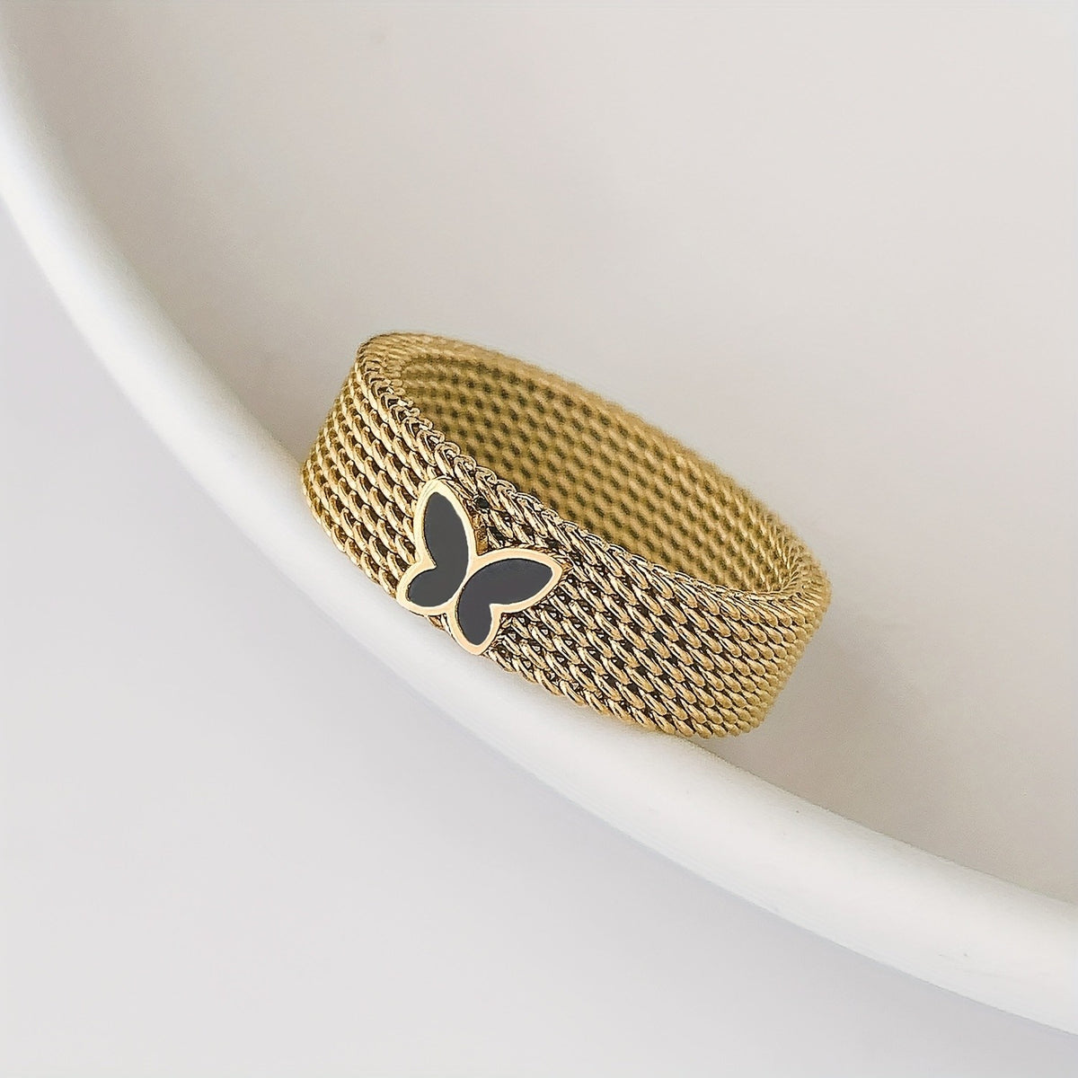 Black Butterfly Mesh Ring