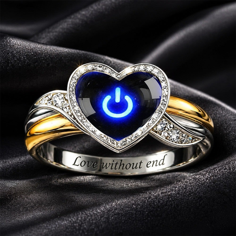 Blue Glow Heart Ring