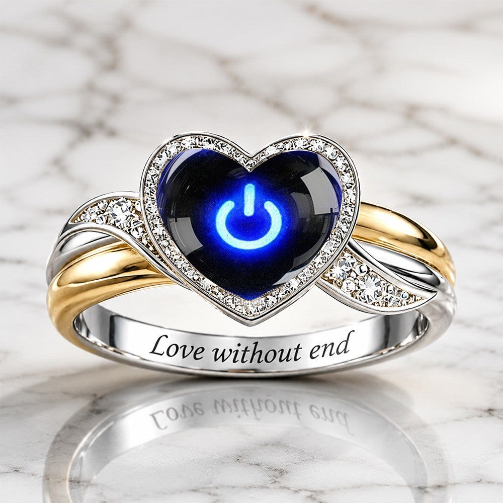 Blue Glow Heart Ring