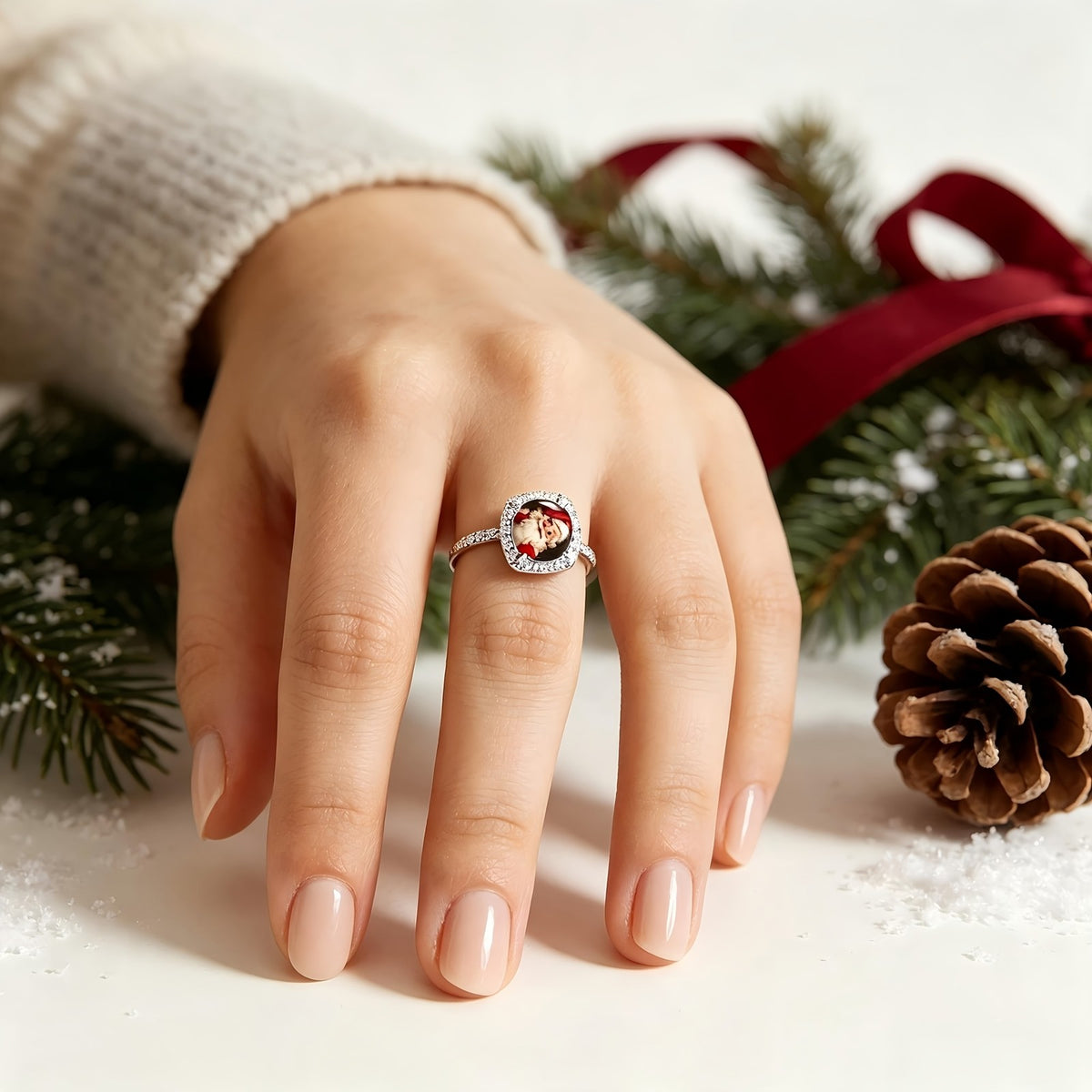 Santa Claus Crystal Halo Ring