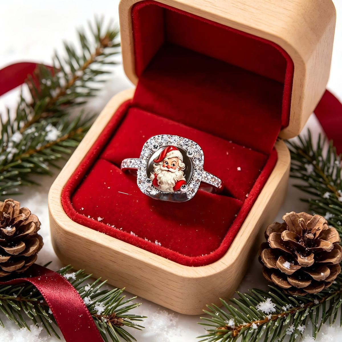 Santa Claus Crystal Halo Ring