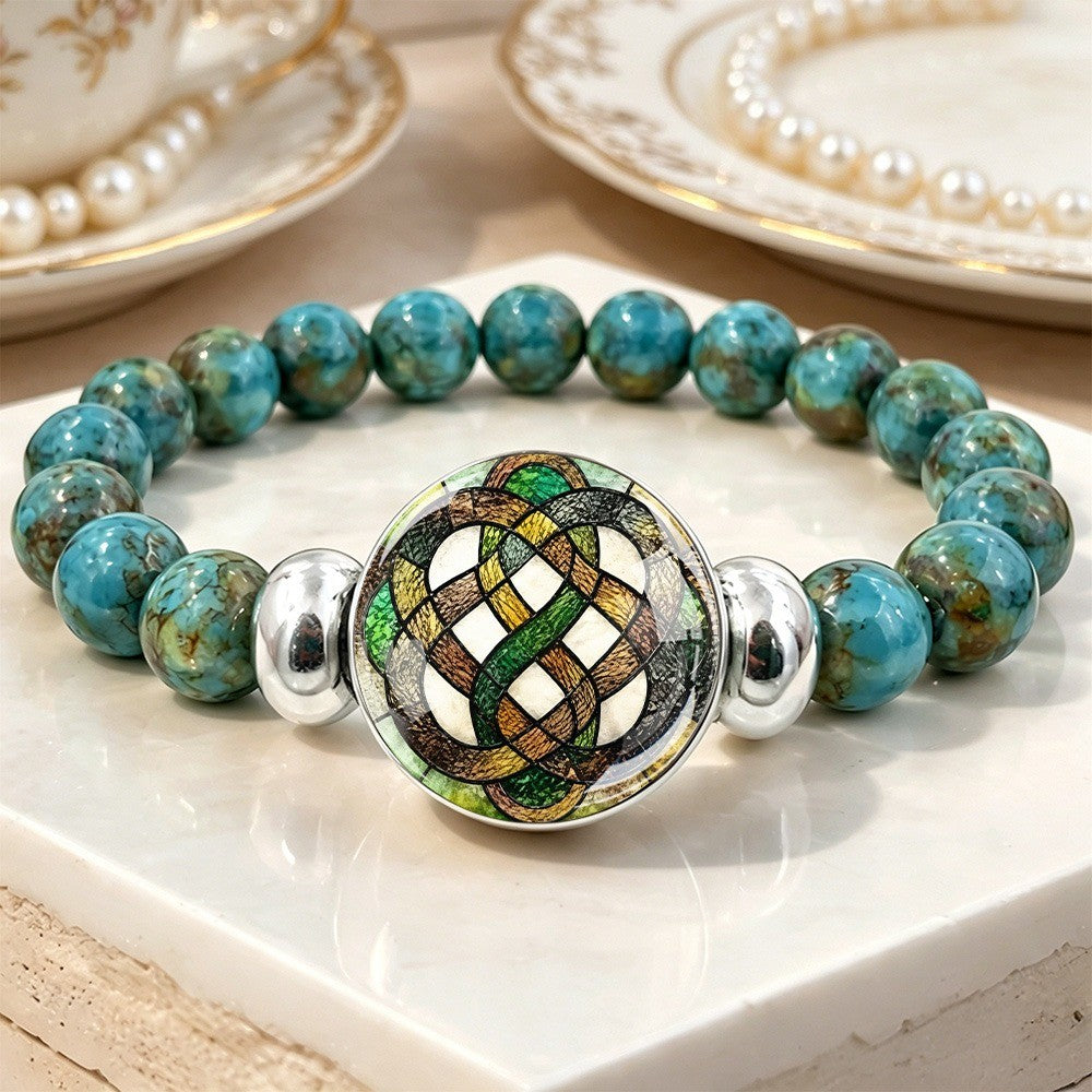 Celtic Knot Glass Bead Bracelet