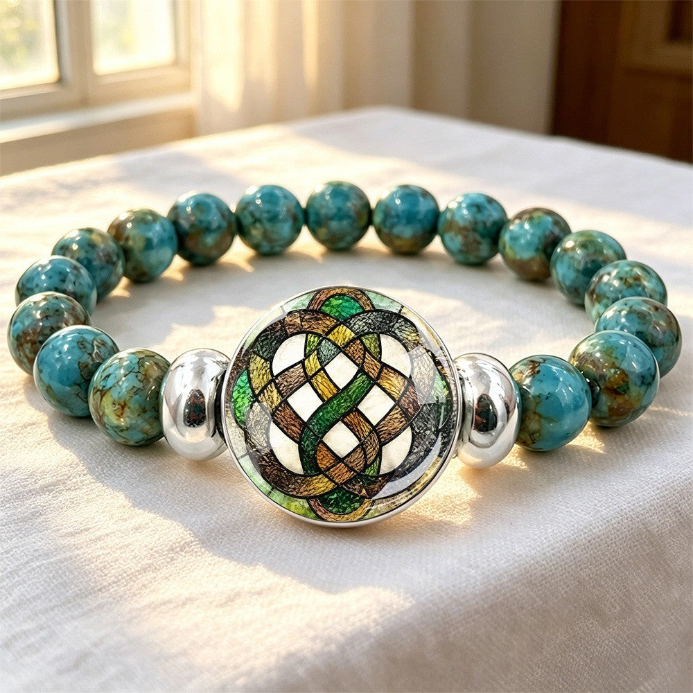 Celtic Knot Glass Bead Bracelet