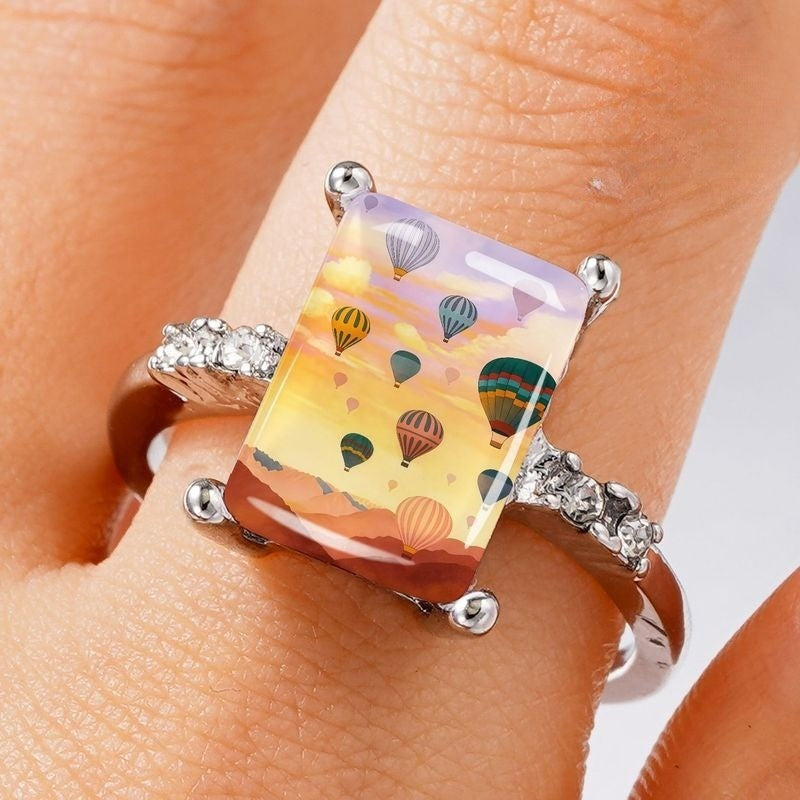 Hot Air Balloon Rectangular Ring