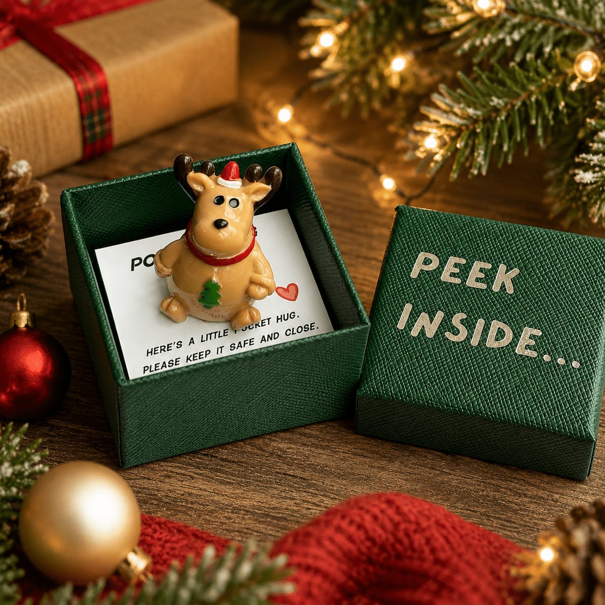 Reindeer Pocket Hug Keepsake Box