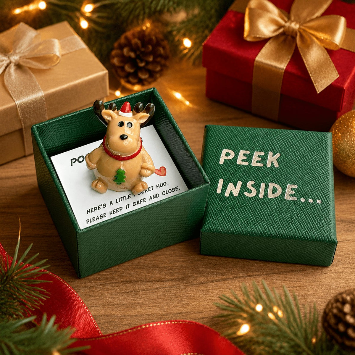 Reindeer Pocket Hug Keepsake Box