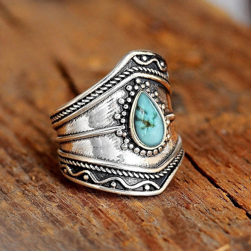 Turquoise Geometric Statement Ring