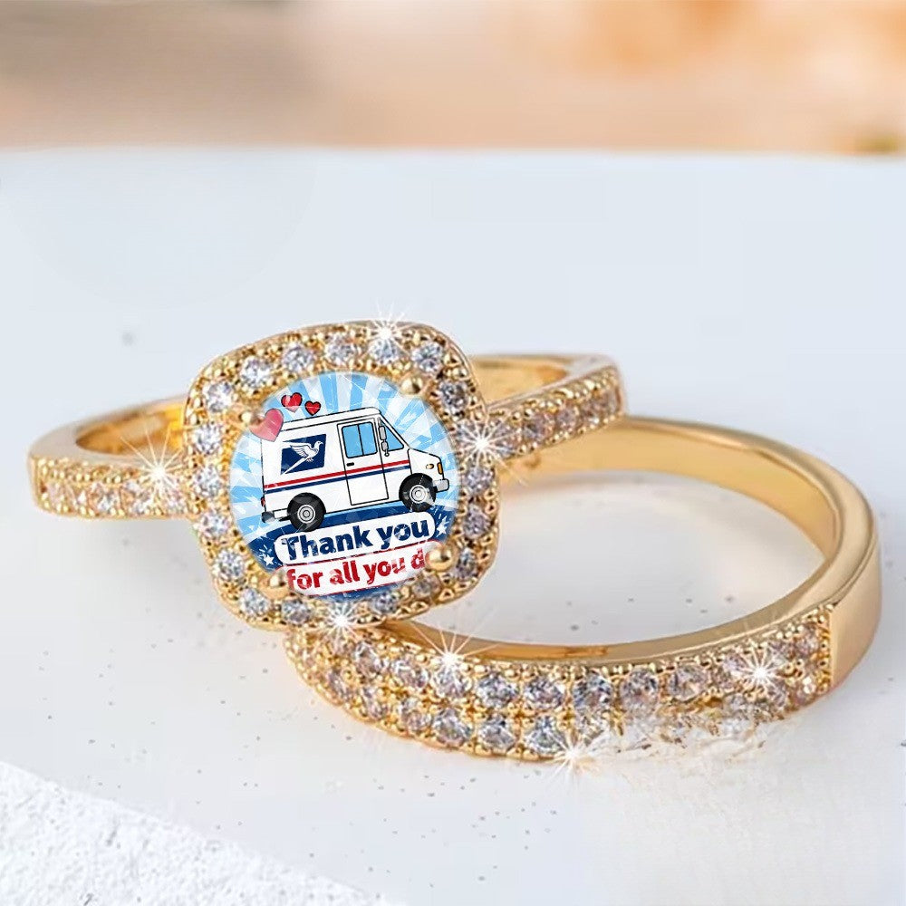 Mail Truck Square Ring Set