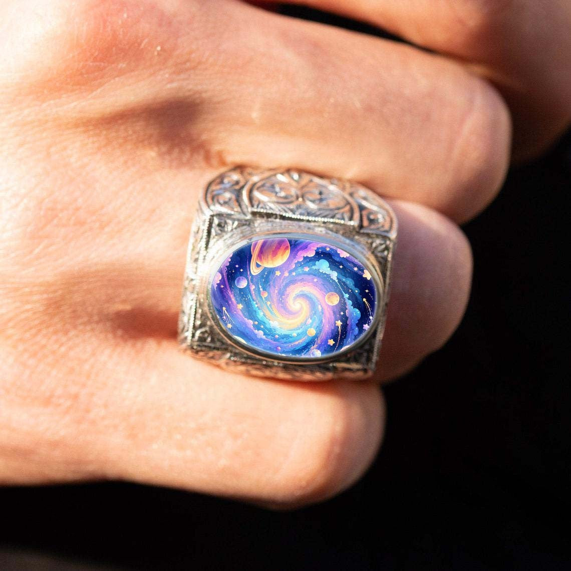 Galaxy Swirl Statement Ring