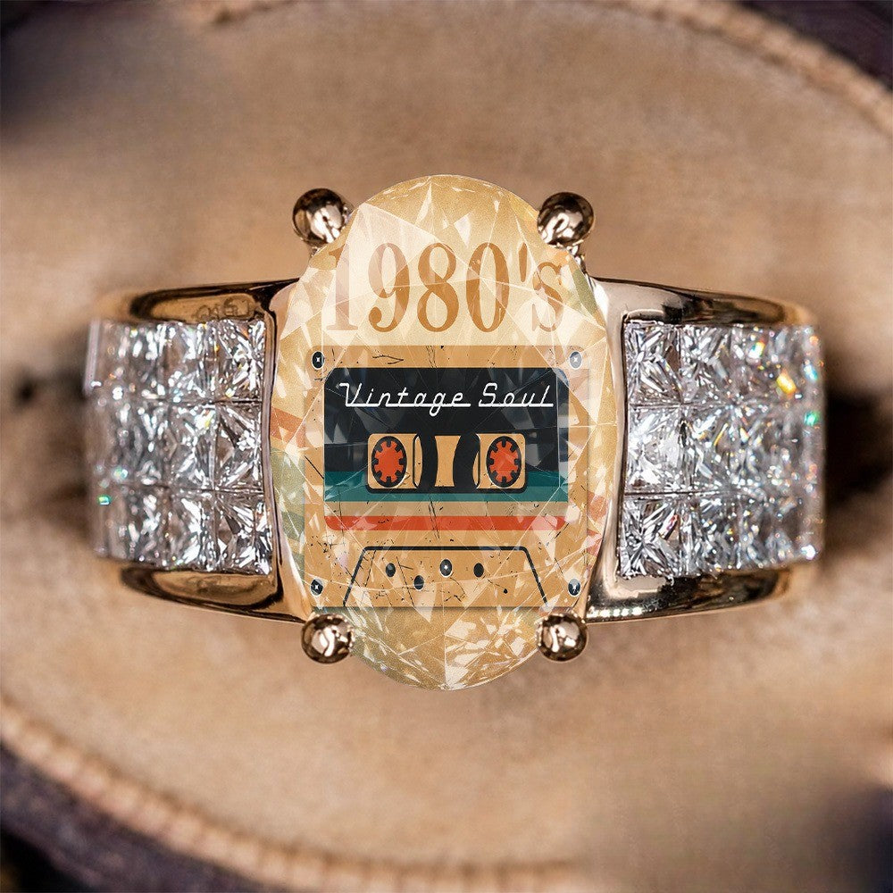Vintage Cassette Statement Ring