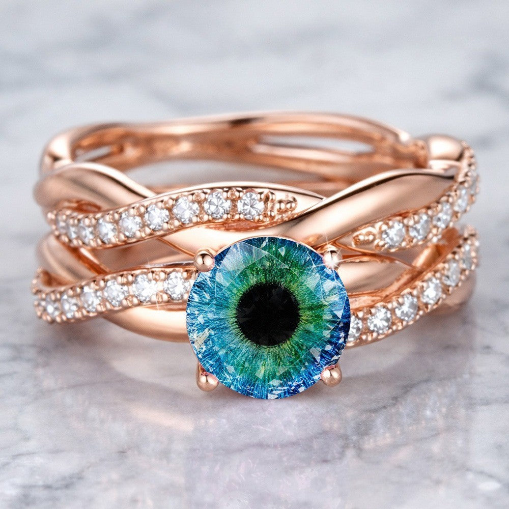 Blue & Green Eye Statement Ring