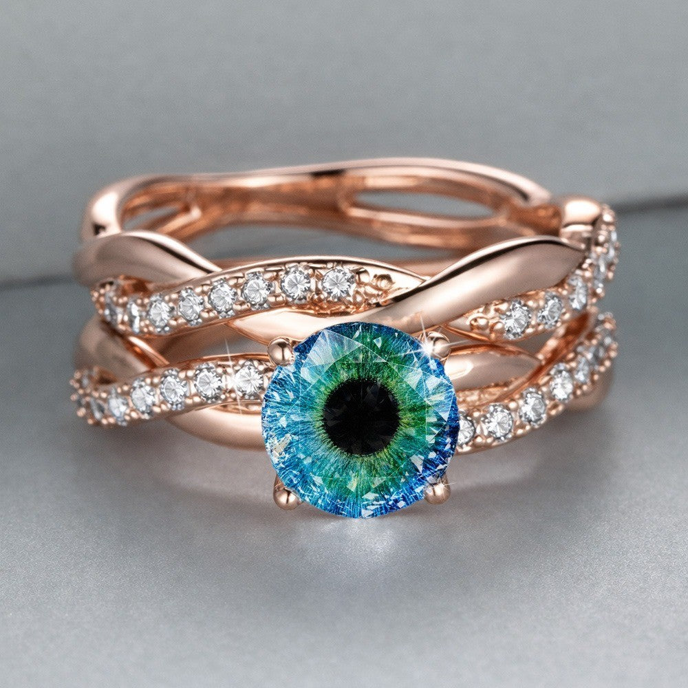 Blue & Green Eye Statement Ring