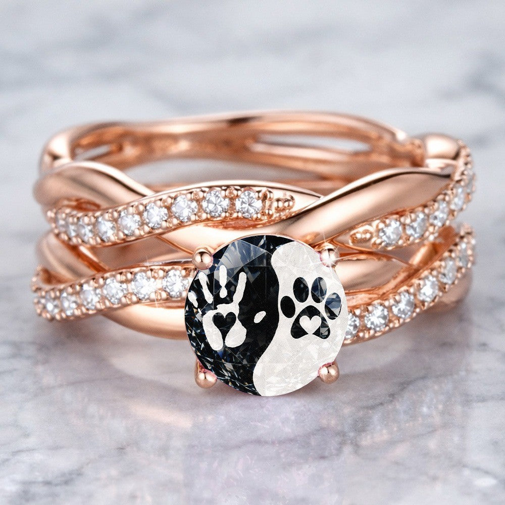 Handprint & Paw Yin Yang Ring