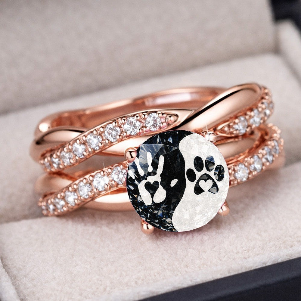 Handprint & Paw Yin Yang Ring