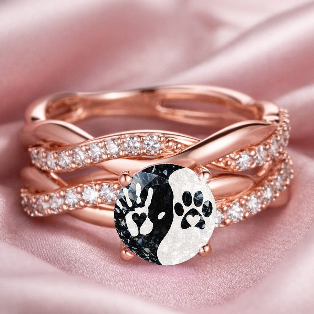 Handprint & Paw Yin Yang Ring