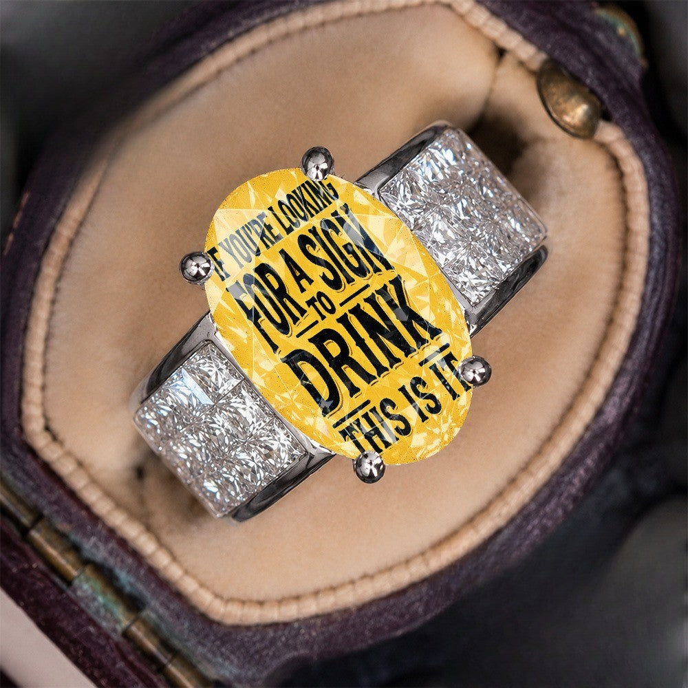 Yellow Crystal Drink Quote Ring