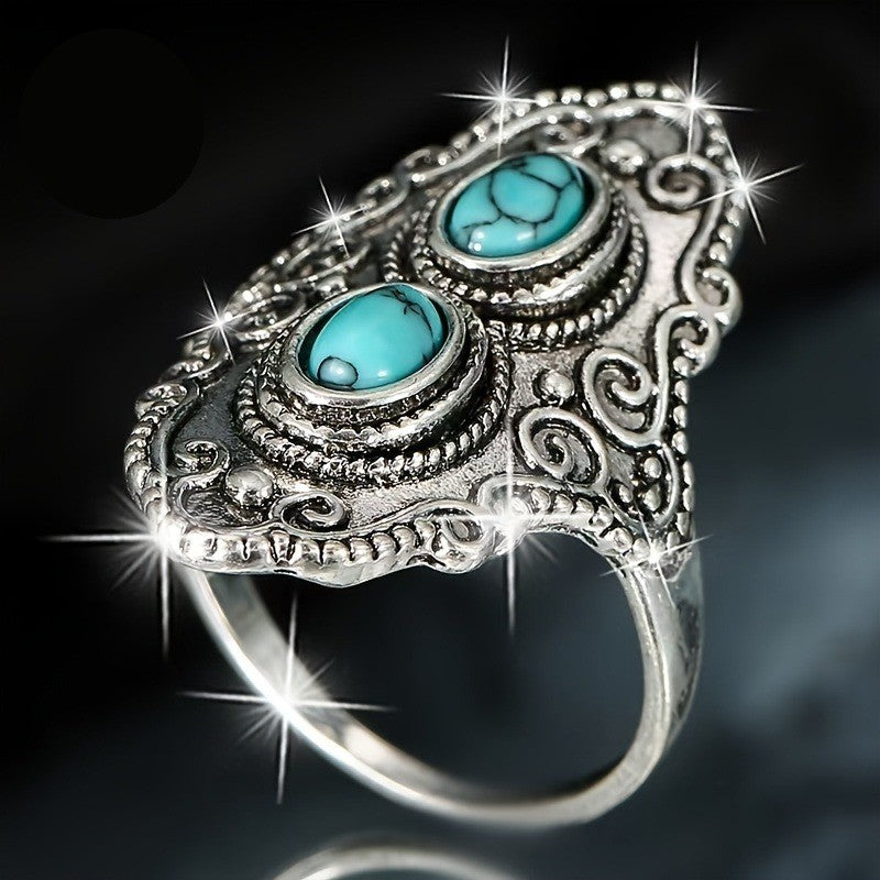 Turquoise Double Oval Scroll Ring