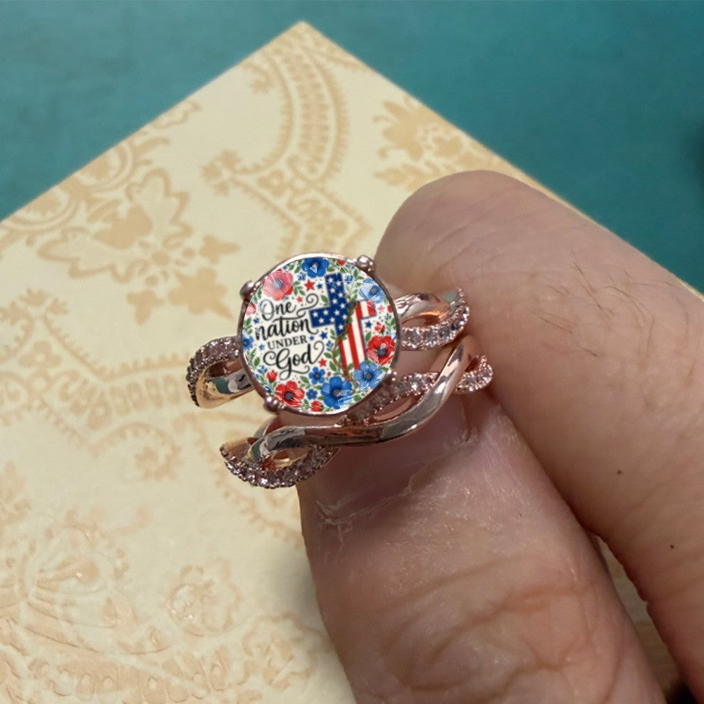 Patriotic Floral Twist Band Ring