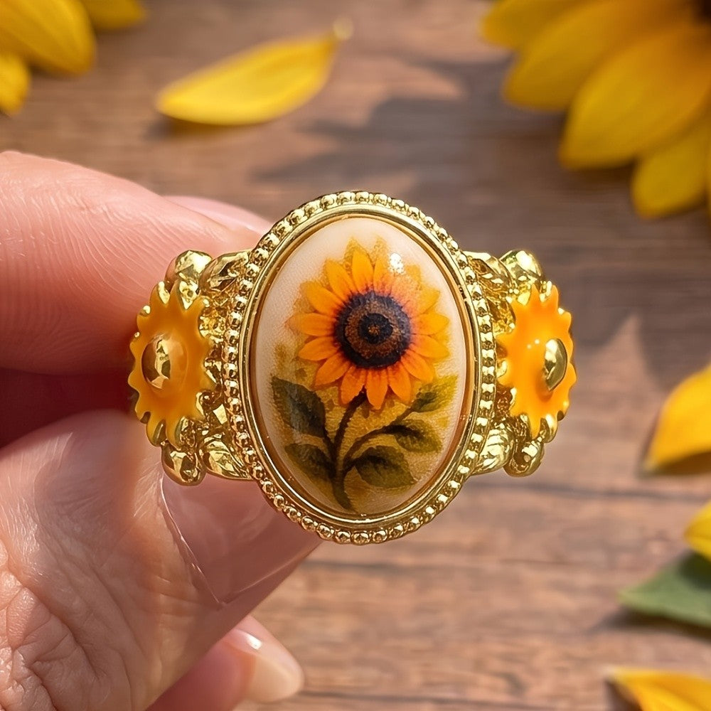 Sunflower Oval Statement Ring