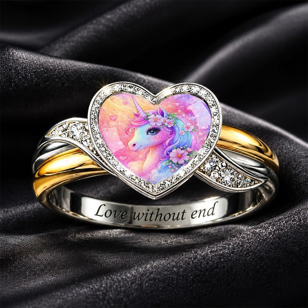 Colorful Unicorn Heart Ring