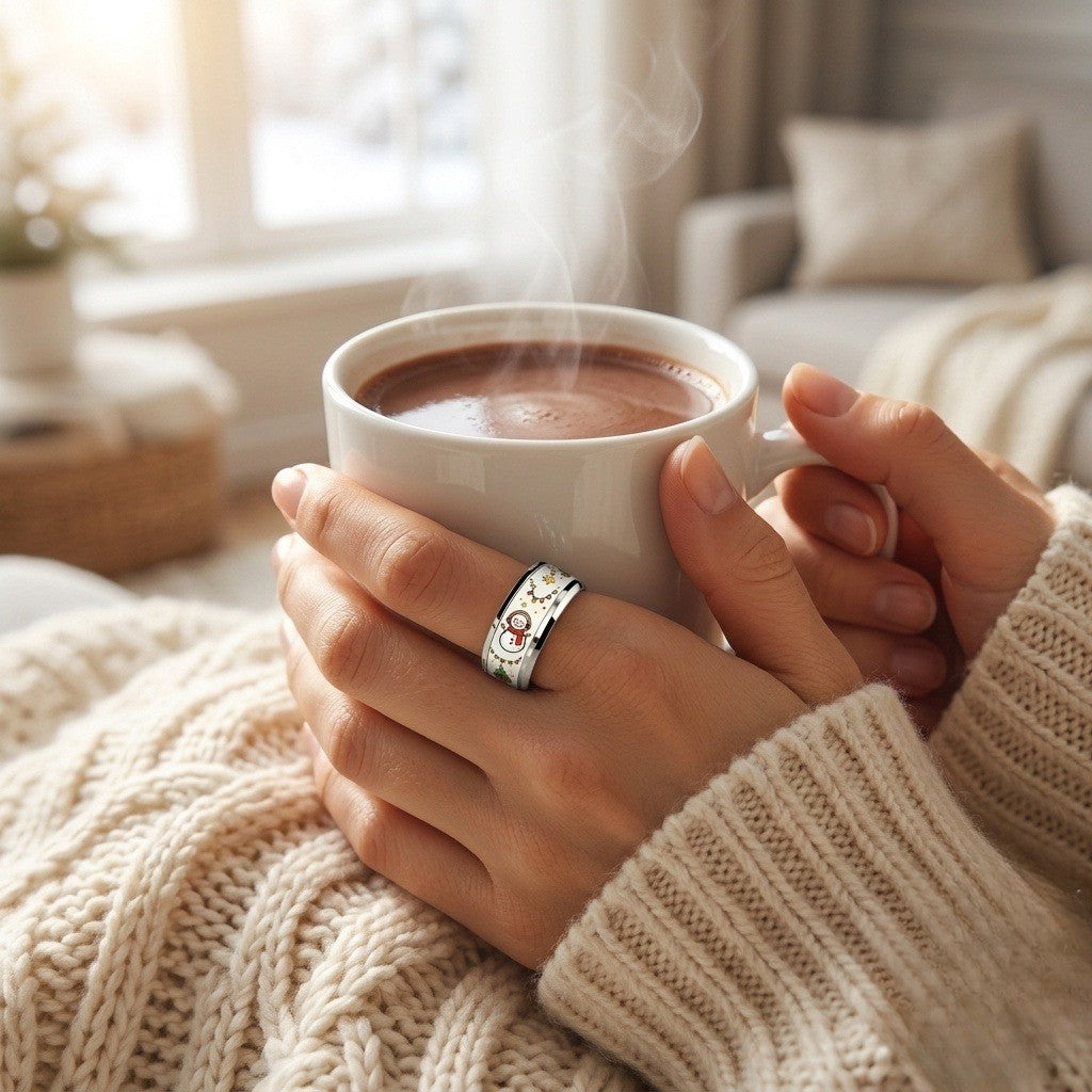 Snowman & Christmas Tree Band Ring