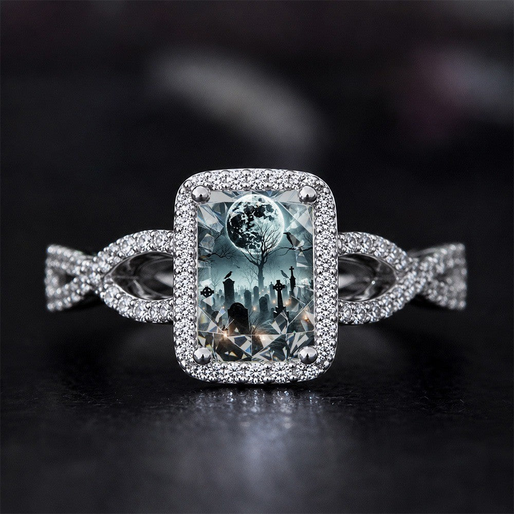 Moonlit Cemetery Square Ring