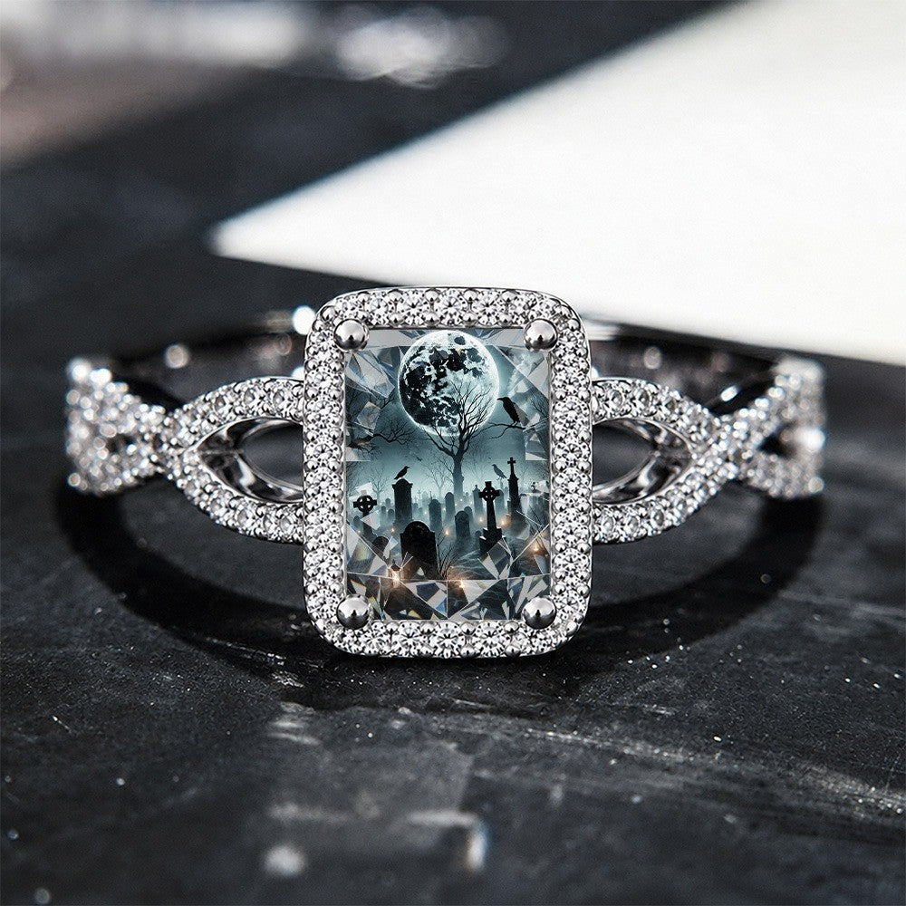 Moonlit Cemetery Square Ring