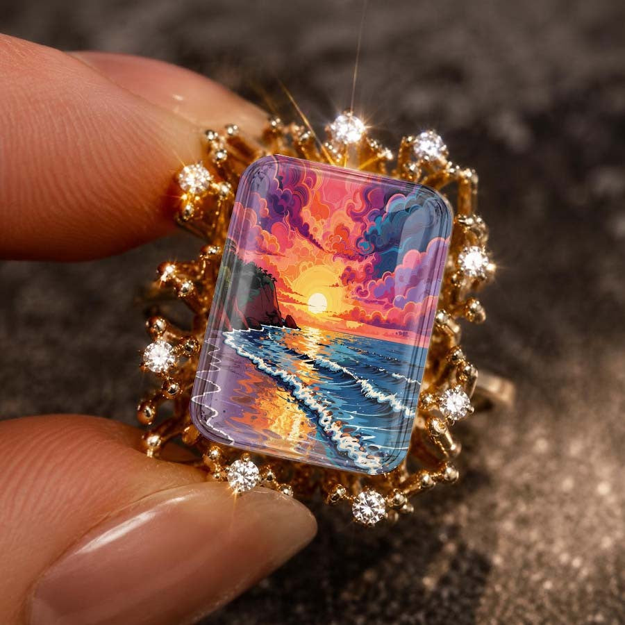 Sunset Seascape Square Ring