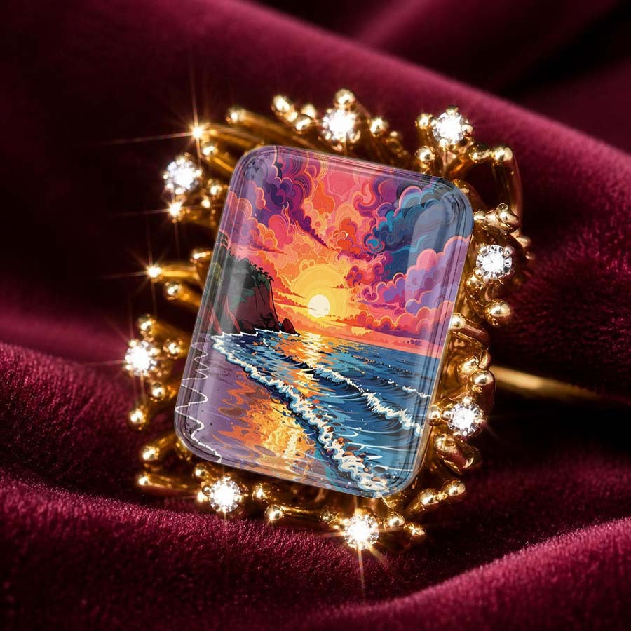 Sunset Seascape Square Ring