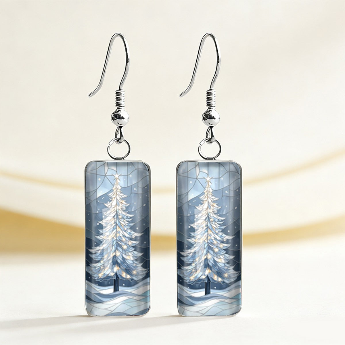 Winter Tree Rectangular Earrings