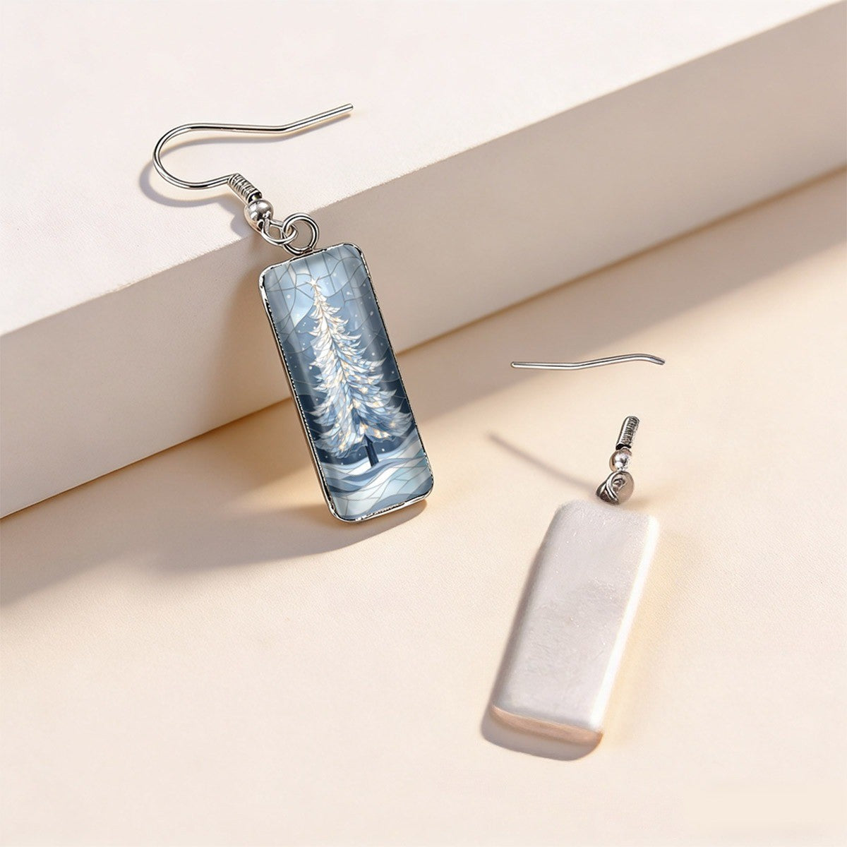 Winter Tree Rectangular Earrings