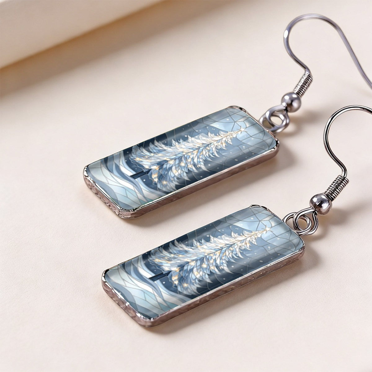 Winter Tree Rectangular Earrings