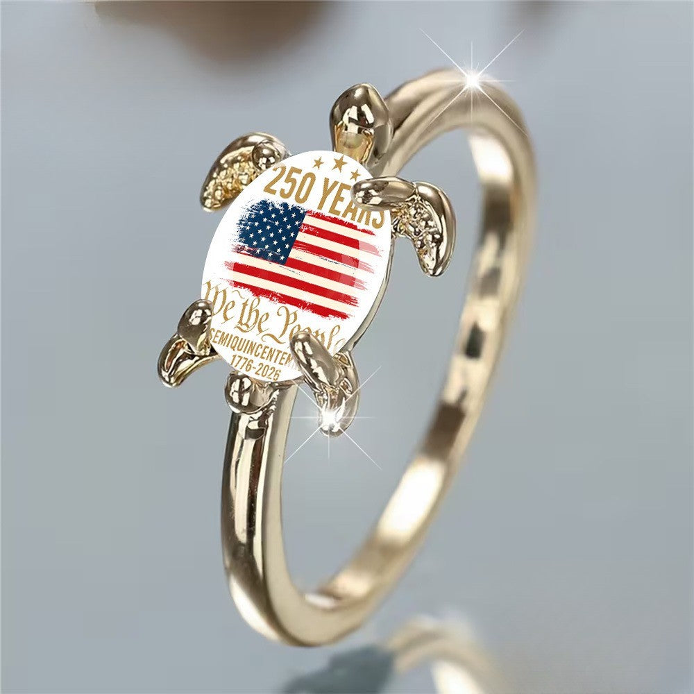 American Flag Turtle Ring