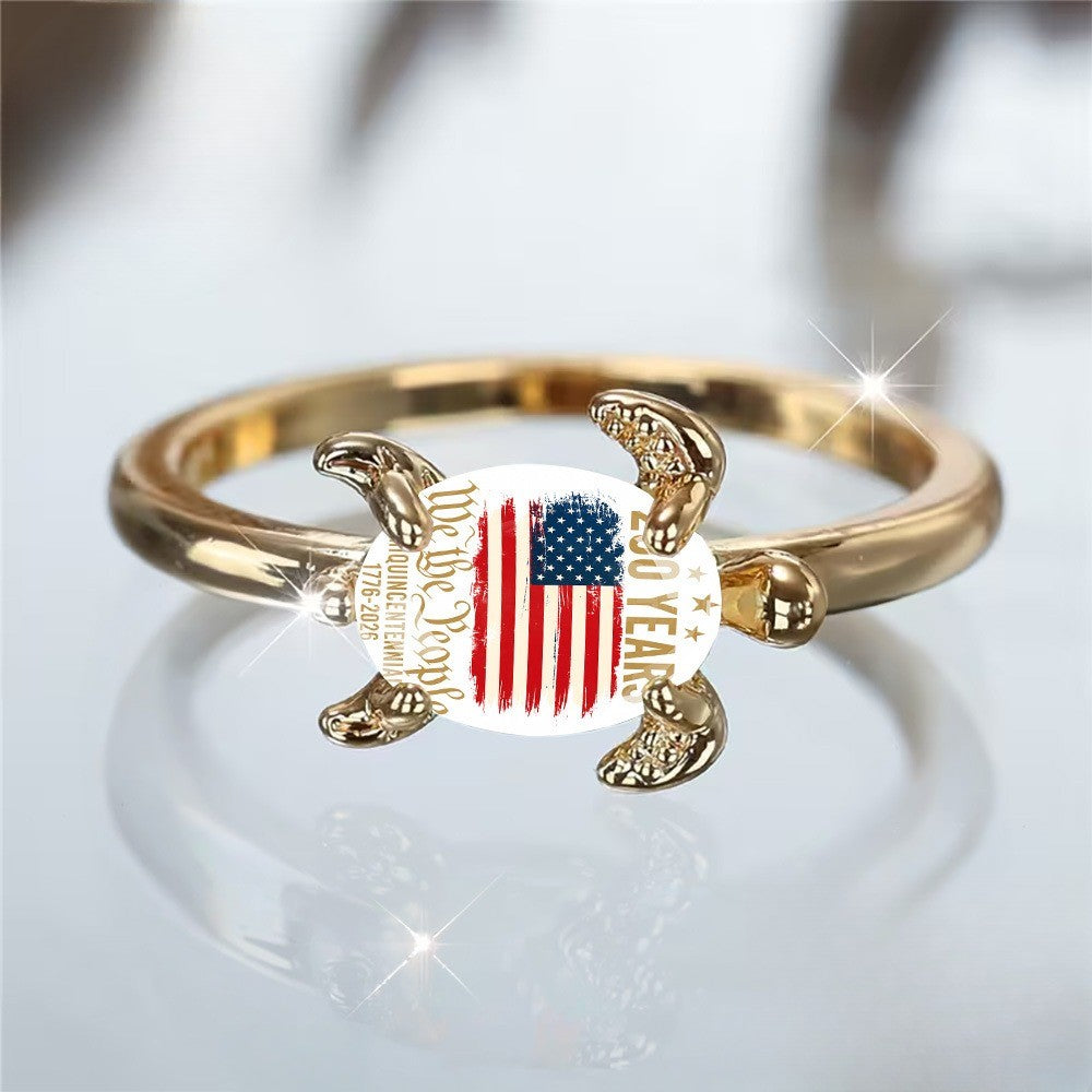 American Flag Turtle Ring