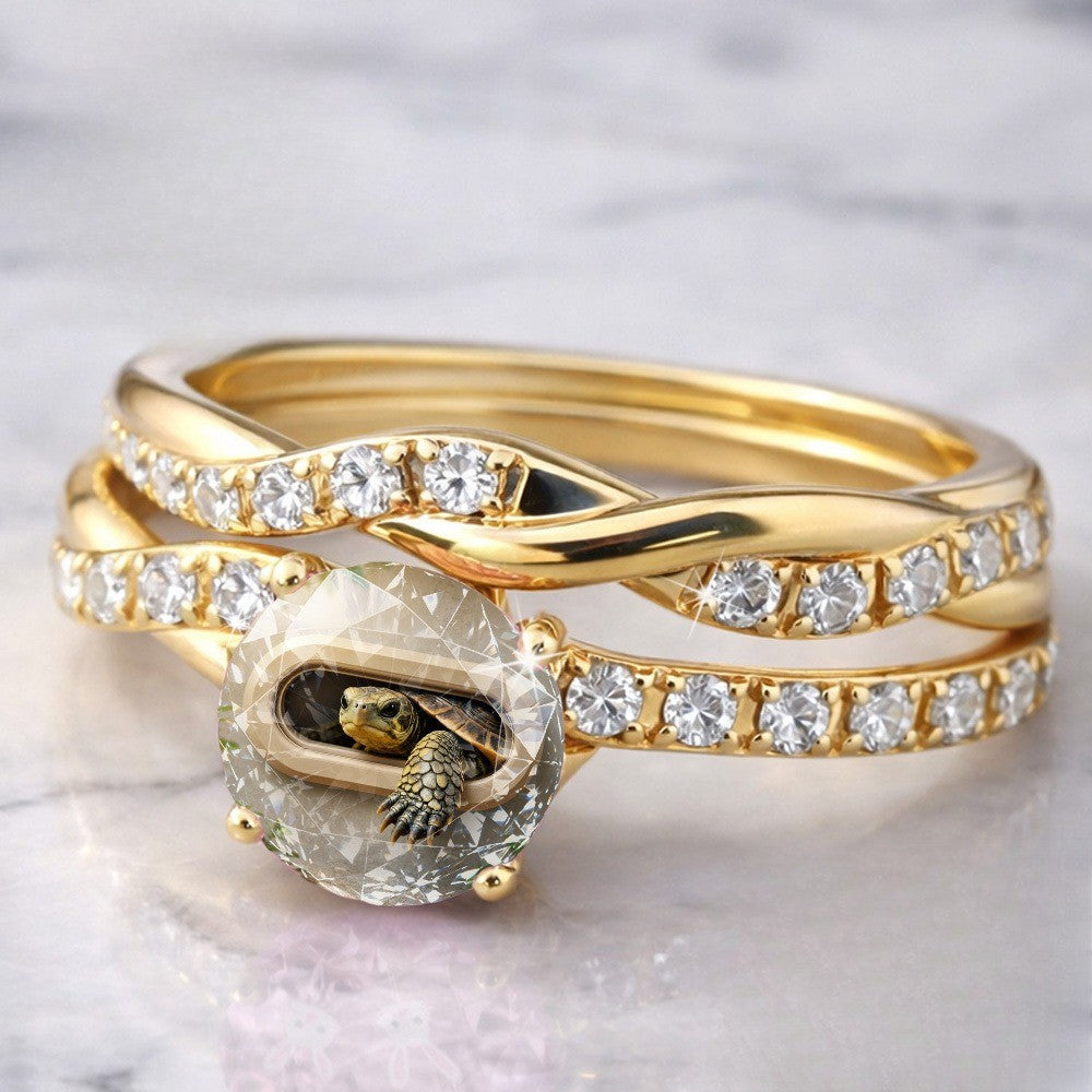 Crystal Turtle Window Ring