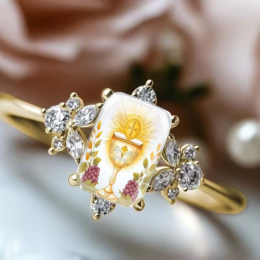 Chalice & Grape Enamel Ring