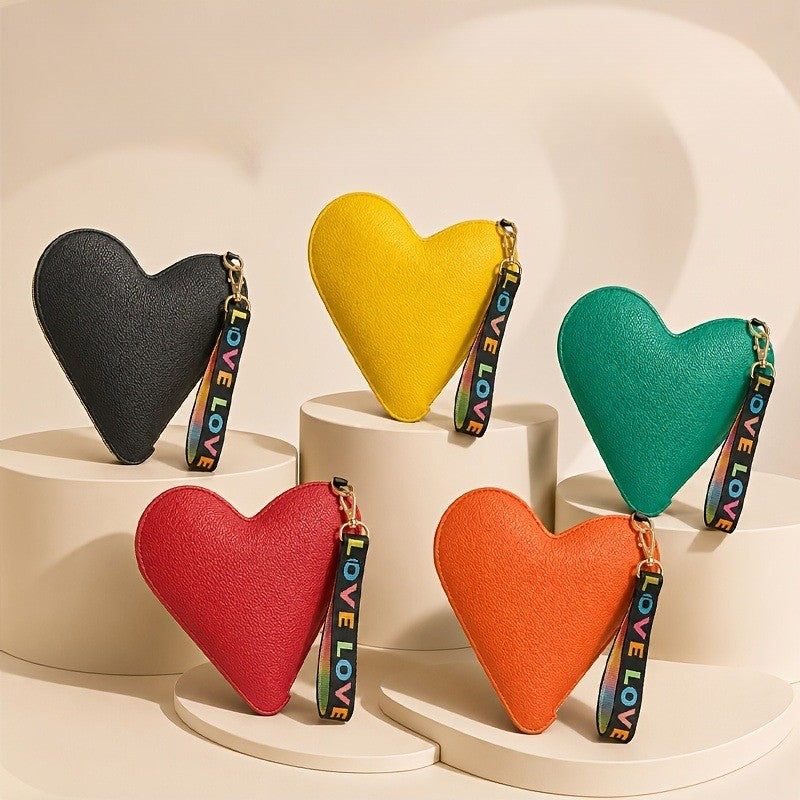 Orange Heart Wristlet Pouch