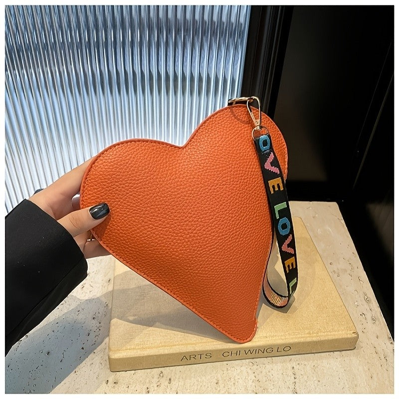 Orange Heart Wristlet Pouch