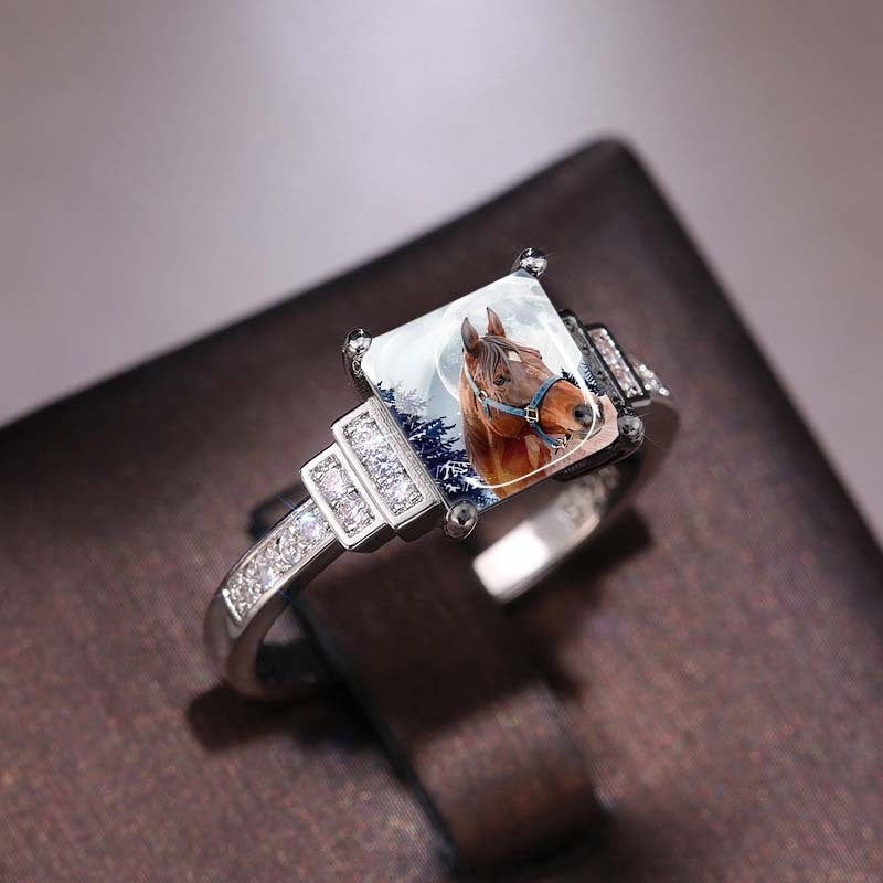 Horse & Moon Square Ring