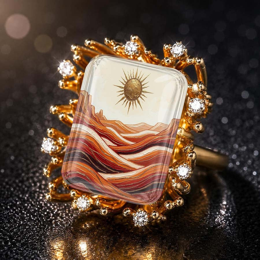 Sun & Strata Square Ring