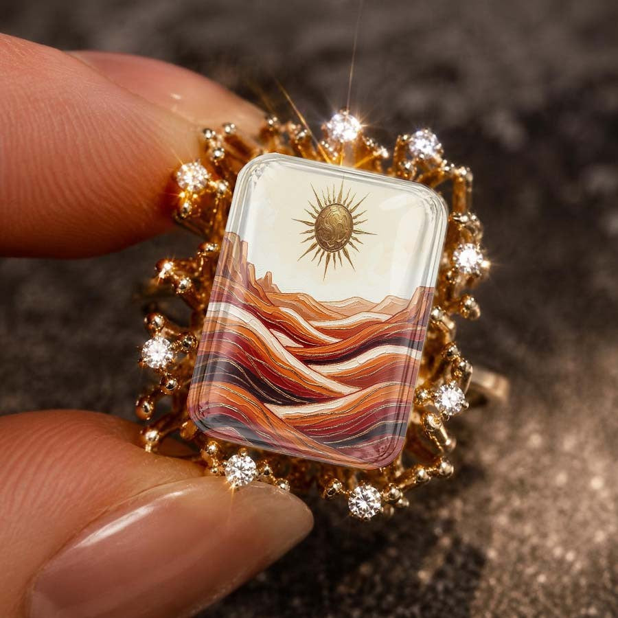 Sun & Strata Square Ring