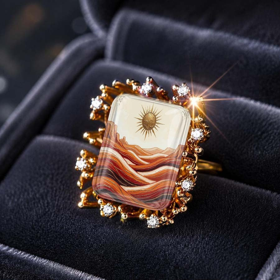 Sun & Strata Square Ring