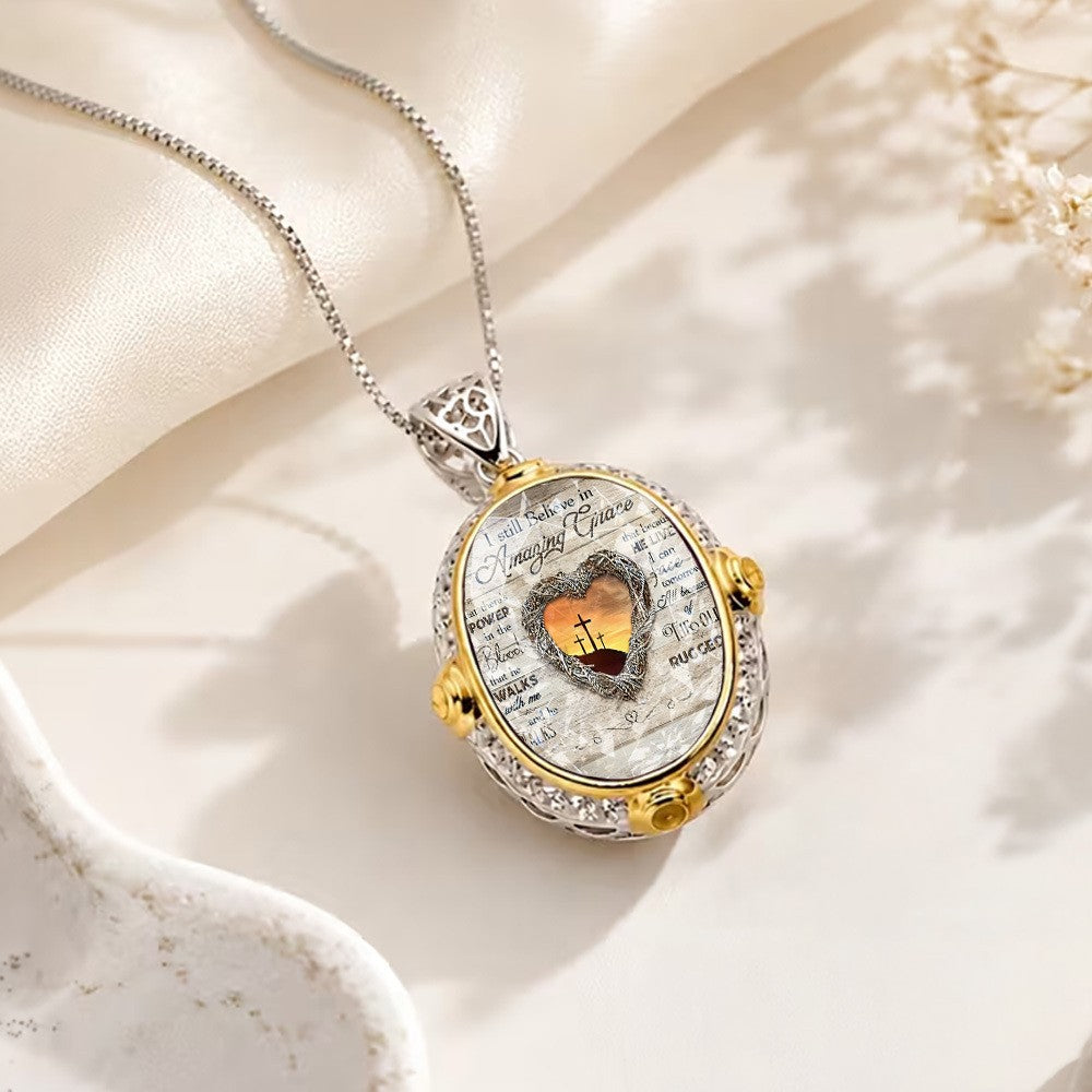 Amazing Grace Oval Pendant Necklace