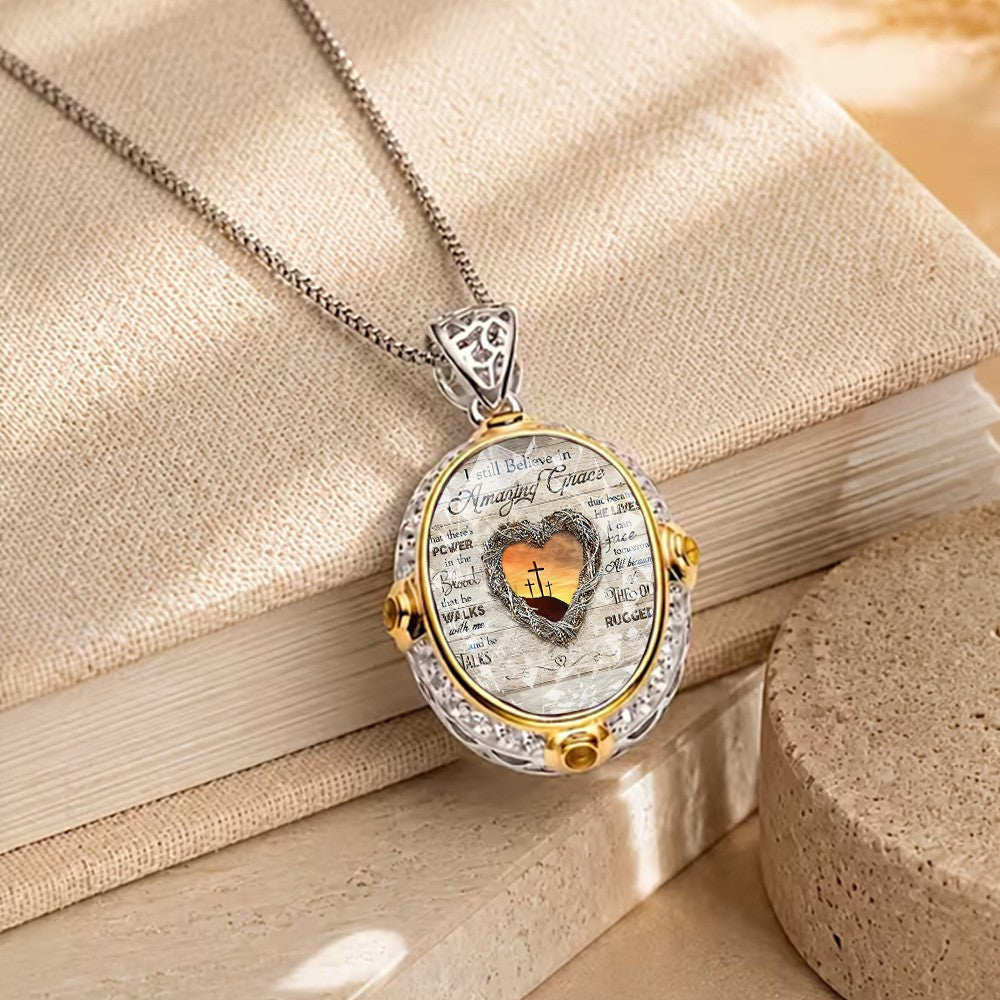 Amazing Grace Oval Pendant Necklace