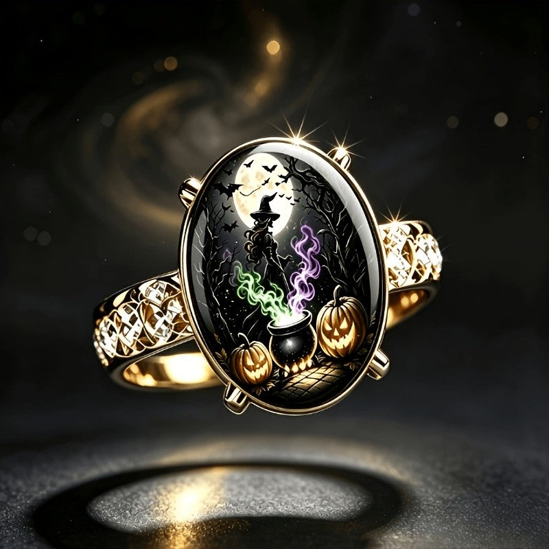 Witch & Cauldron Oval Ring